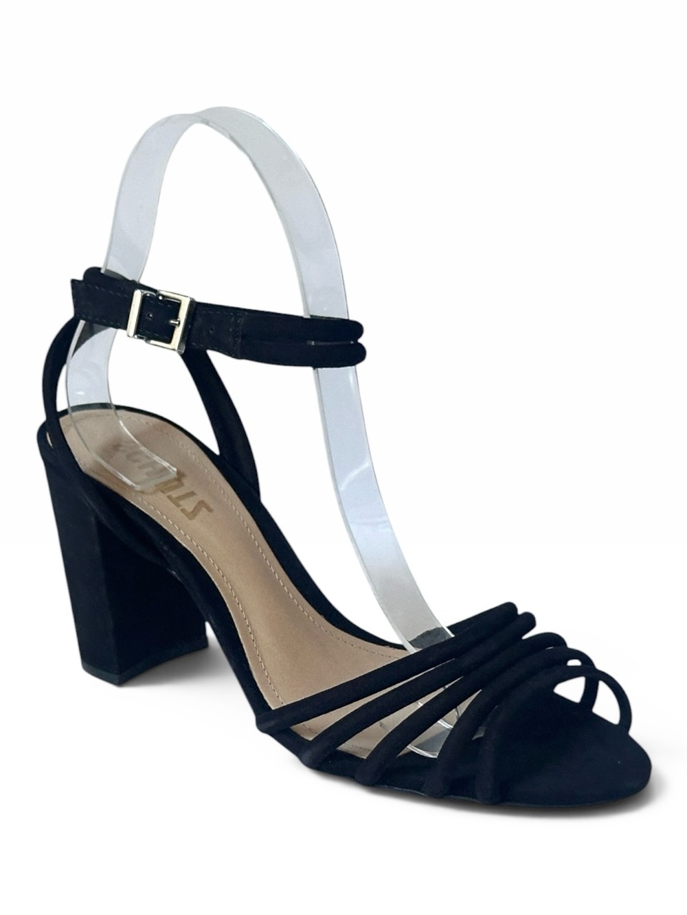 Schutz Nicolly Black Nubuck Strappy Block Heel Sandals Size 7B NWOT